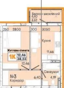 квартира Суворовский-38 м2