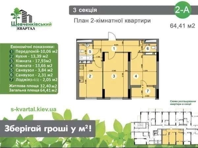 Продажа 2-комнатной квартиры 64 м², Украинская ул., 6