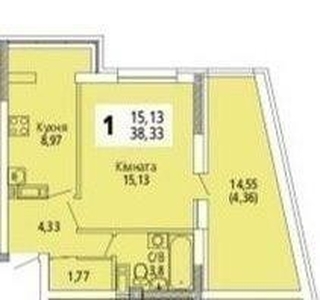 Продажа 1-комнатной квартиры 42.7 м², Озерная ул., 4А