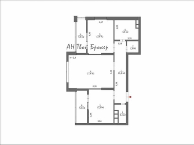 Купити двокімнатну квартиру в общей площадью 73 м2 на 12 этаже по адресу