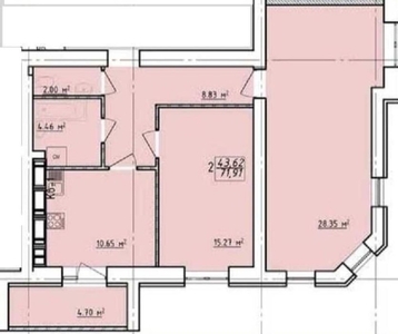 Продам 2-комнатную квартиру 71м2 в новострое ЖК Левада