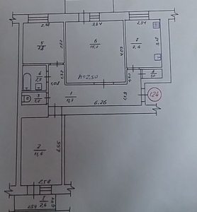 3-комнатная квартира, 63 кв.м