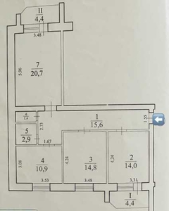 Купить трикімнатну квартиру в общей площадью 84.7 м2 на 2 этаже по адресу