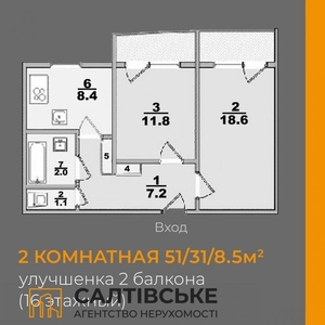 ЕМ-7546 Продам 2К квартиру на Салтовке Студенческая 607 м/р