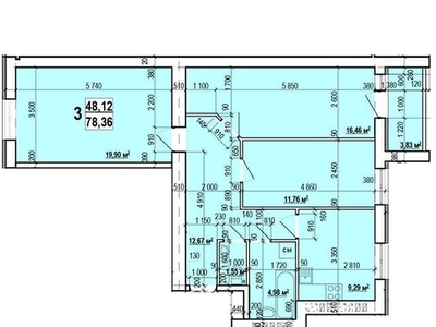 Продаж 3к квартири 78.36 кв. м на вул. Миру 41