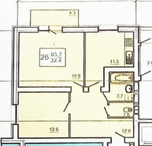 2-комнатная квартира, 66 м.кв.