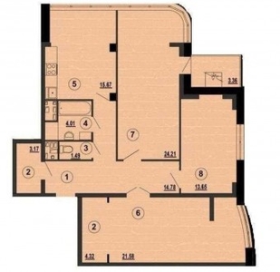 3-комнатная квартира, 103 м.кв.